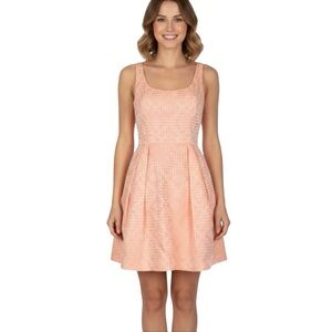 Shoshanna Light Orange/Coral Sleeveless A-Line Pleated Mini Dress Size 8